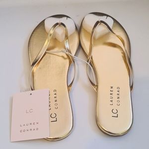LC Lauren Conrad Honey Women's Flip Flop Sandals, Gold, Size 5